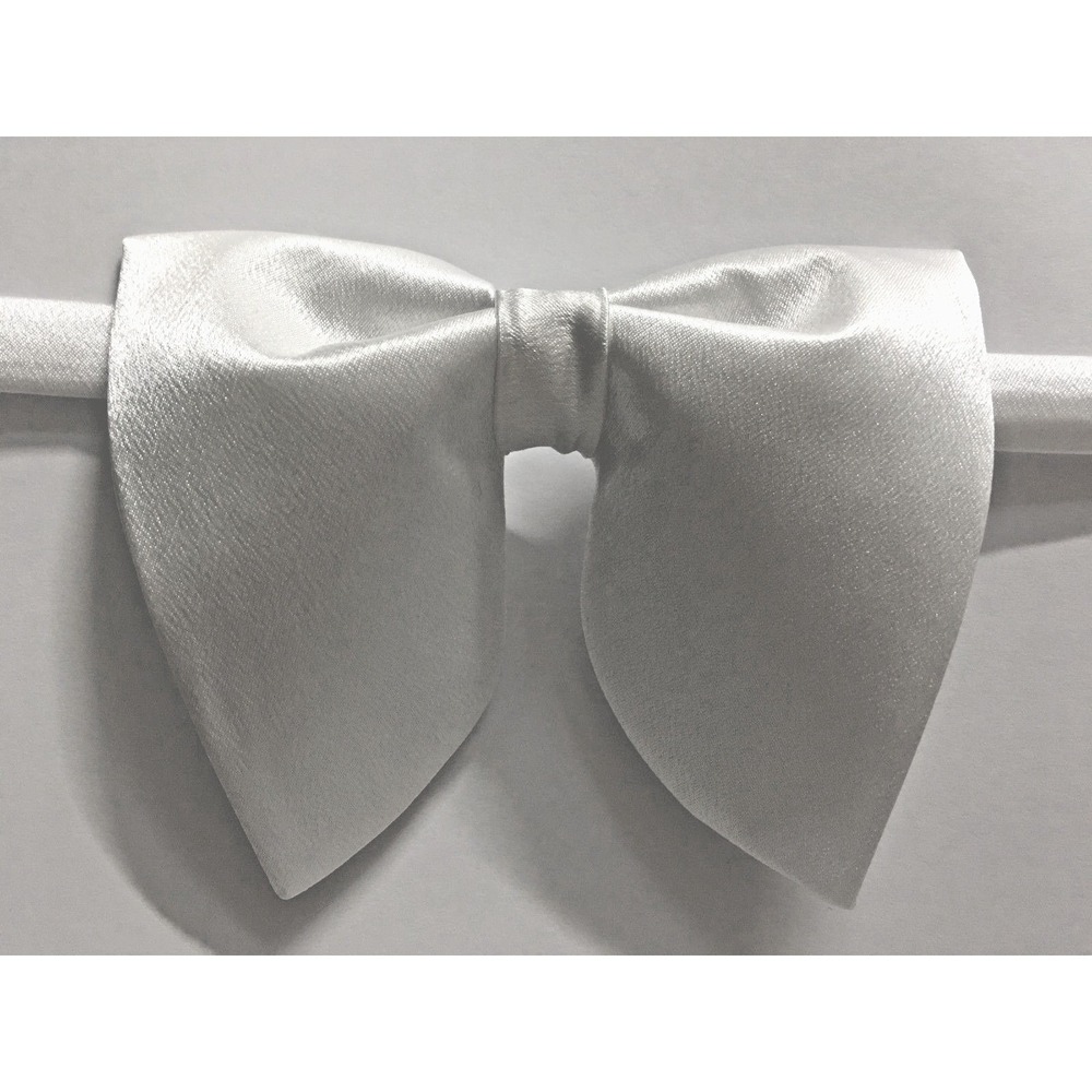 Handmade Oversized White Satin Bow tie Vintage style 70`s Wedding Prom